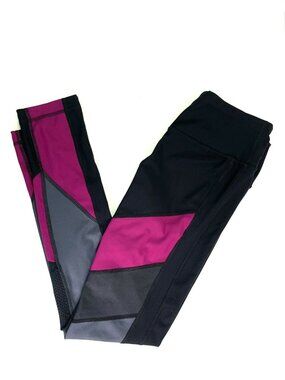 90 Degree By Reflex Women’s Leggings Sheer Mesh Black Gray Mauve Diagonal Panels